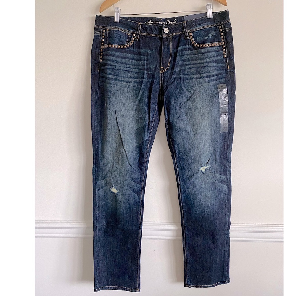 NWT American Eagle Outfitters Slouchy Skinny Relaxed Rise Stretch Denim - 14R